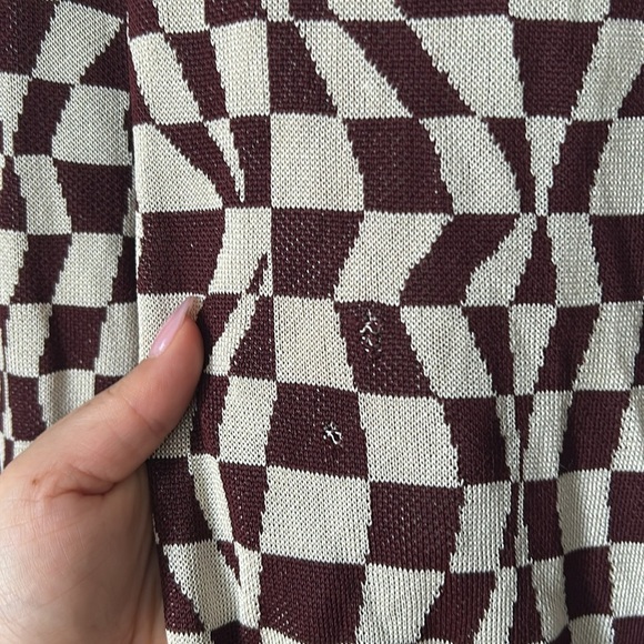 Paloma Wool Orinocco pants checkered aubergine flare strech size small - Picture 6 of 11